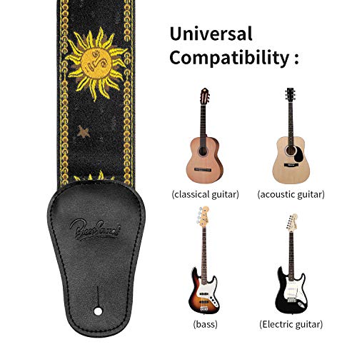 BestSounds Sangle de guitare Jacquard Weave Style Hootenanny et extrémités en cuir suédé noir Bandoulière pour Guitares Basses, électriques et Acoustiques (HGS-01) - Les Beatles, Paul McCartney, John Lennon, RIngo Starr, George Harrison BestSounds Sangle de guitare Jacquard Weave Style Hootenanny et extrémités en cuir suédé noir Bandoulière pour Guitares Basses, électriques et Acoustiques (HGS-01) – Image 7