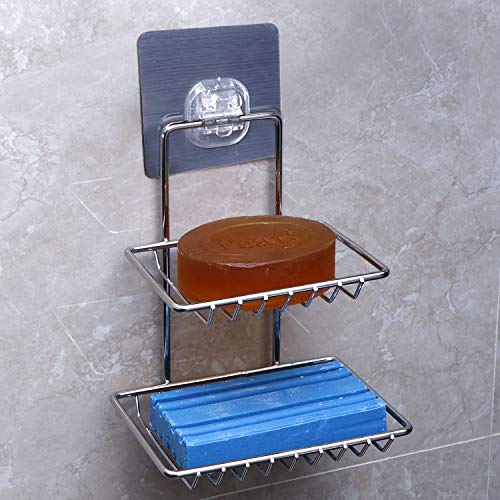 Image of HOKIPO Magic Sticker Series Self Adhesive Stainless Steel Double Soap Stand (AR-3158)