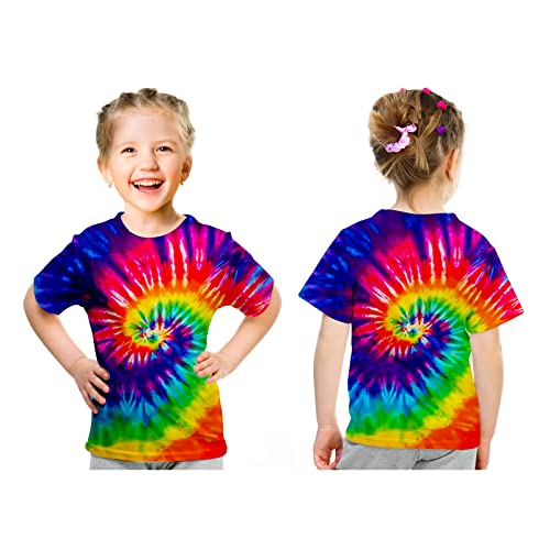 Kids Tie Dye Shirt 6-18 Years Children Hippies Senior Tie-Dye Tee Tshirt for Boys' Girls'3