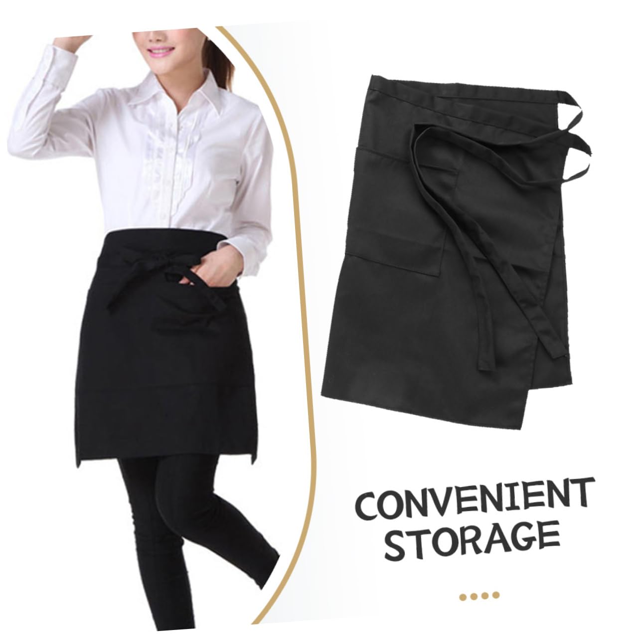 COLLBATH 6 Piezas Delantal de Cintura con Amplios para Hombre Mujer Delantal Corto para Cocina Repostería y Servicio Casa o Fiesta
