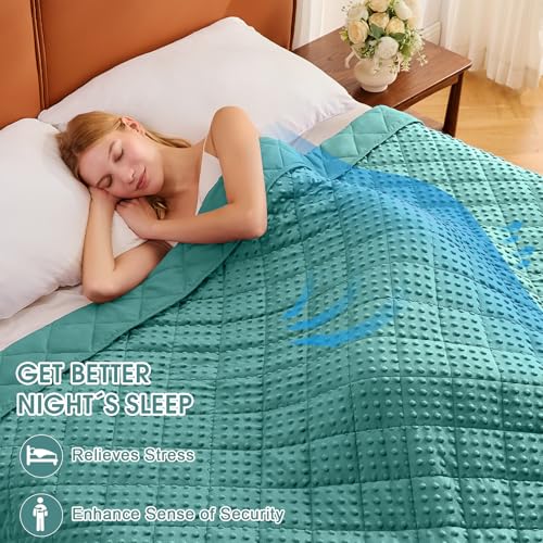 Teal Weighted Blanket for Adults 12lbs, 48"x72", Twin Full Size Cooling Minky Heavy Throw Blanket for 110-130lbs, Soft Winter Thick Big Blankets Weighted Comforter Gift for Sleeping