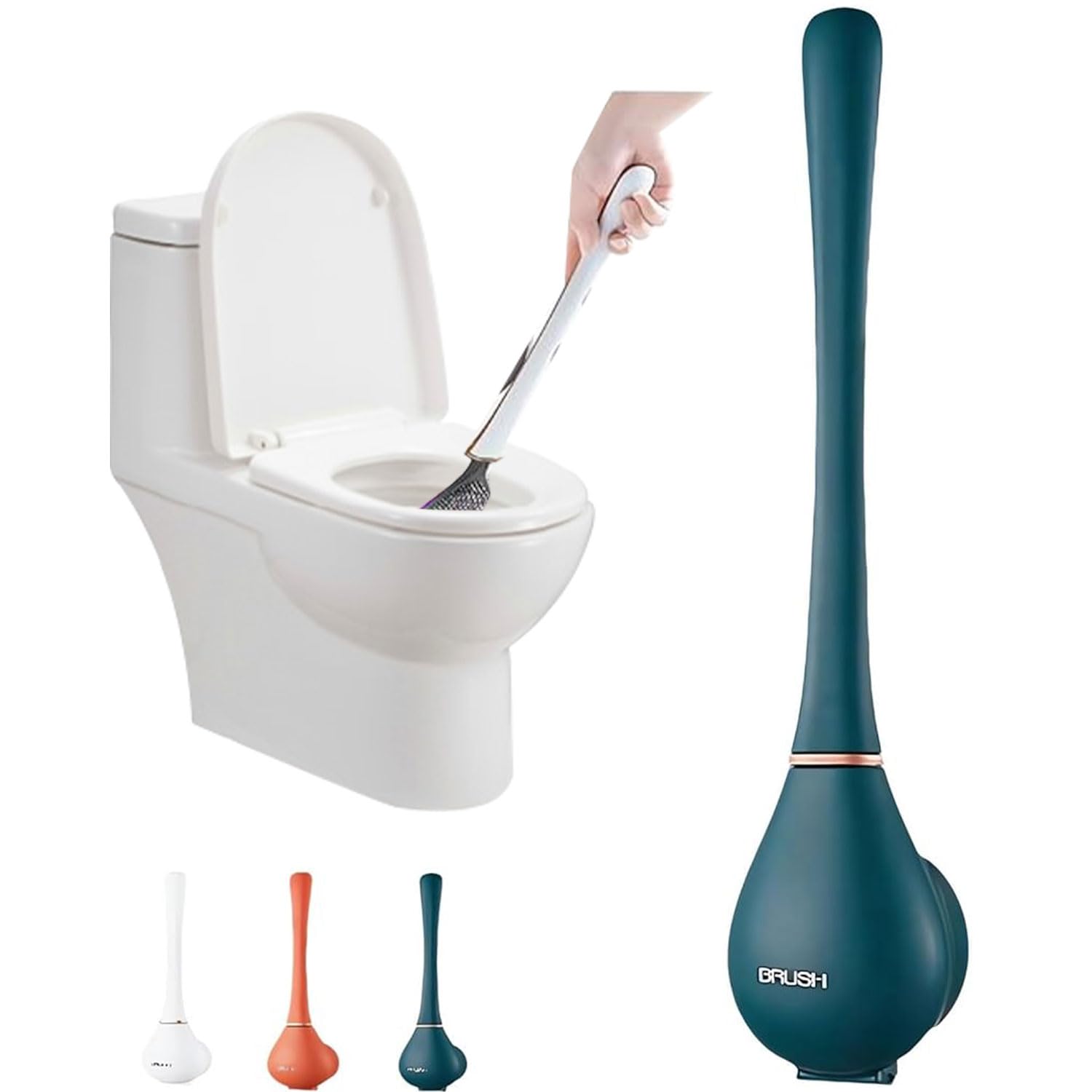 Toyzly Blue Modern Flexible Silicone Toilet Caspa For Home, Silicone Toilet Brush With Holder, Ergonomic Wall Mounted Toilet Bowl Brush For Dead Corner Clean (Blue)