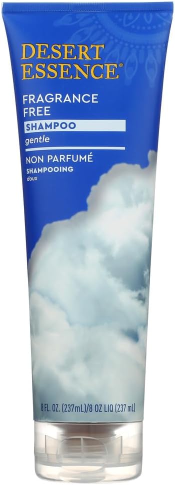 Desert Essence Organic Fragrance Free Shampoo - 8 fl oz - 2 Pack - Pure, Unscented - w/Aloe Vera, Jojoba Oil, Pro-Vitamin B5 - Calms, Soothes Sensitive Scalp - Nourishing, Revitalizing - No Parabens