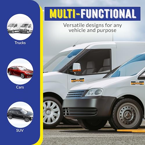 Image of Magnet Me Up Caution Delivery Driver Frequent Stops Magnetic Decal, 10x3 Inch, 2 Pack, Delivery Essentials, for Cars, Trucks, Flex Drivers Magnet, Weatherproof, Full-Color Print, Made in USA