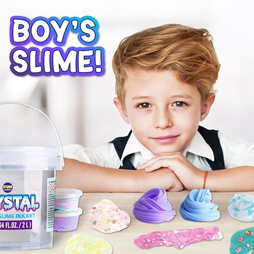 Fun Kidz 35D71122 4 Lb Huge Glassy Clear Slime Bucket Toy For Kids, Funkidz 64 Fl Oz Premade Big Crystal Slime Pack Gift With 29 Sets Add-Ins Jumbo Slime Kit thumb #6
