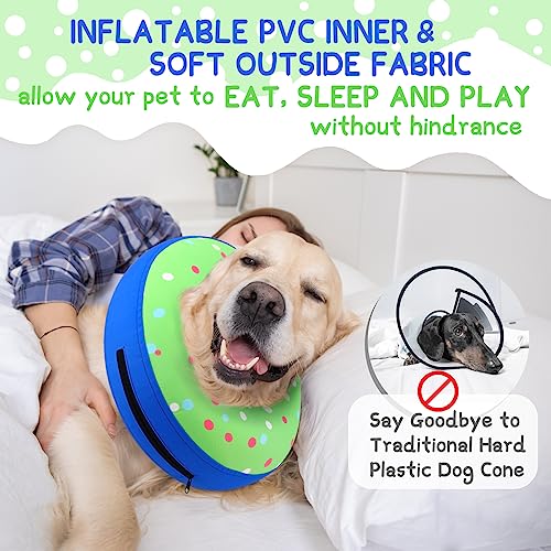Image of Supet Inflatable Dog Cone Collar for Large Medium Small Dogs, Soft Cone Collar for Dogs Cats, ECollar Doggie Neck Donut Dog Cone Alternative After Surgery