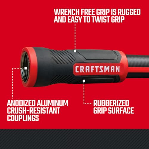 Image of Craftsman Heavy Duty Professional Grade Black Garden Hose, 100 Feet x 5 /8 Inch