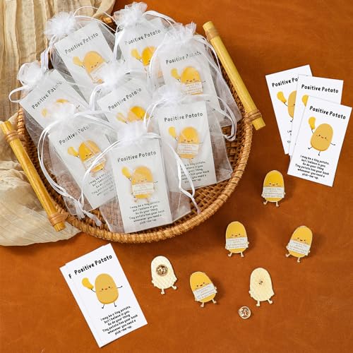 Image of Hotop 30 Set Potato Gifts Bulk Funny Lapel Pin Set Nurse Week Party Favors with Inspirational Card, Organza Bag Positive Emotional Support for Tech Nurse Practitioner Week