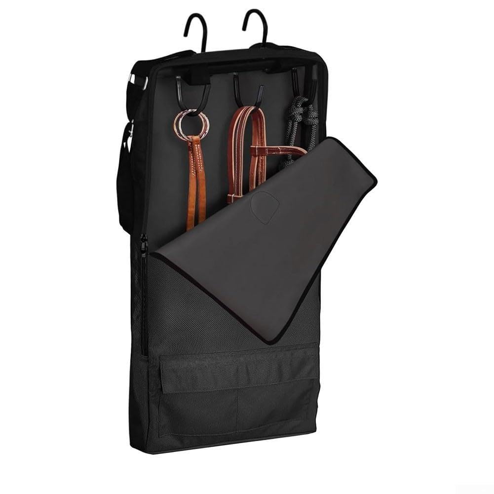 Licol rembourré et étanche pour chevaux, sac de rangement avec 3 crochets (noir)