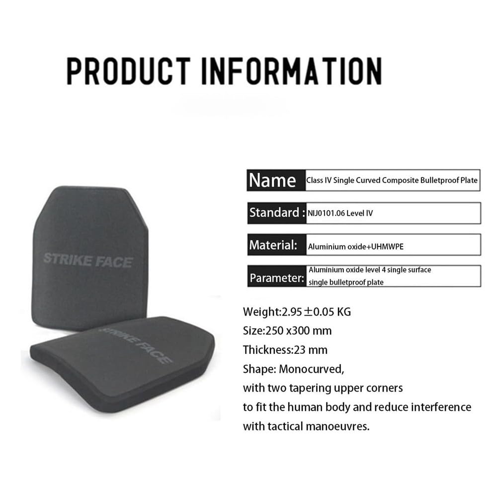 NIJ IV kugelsichere Platte, 10"x12" PE+Keramik Stand Alone Panzerplatte, taktischer Körpereinsatz für Weste/Rucksack, 7,62 mm Schutz,1pcs