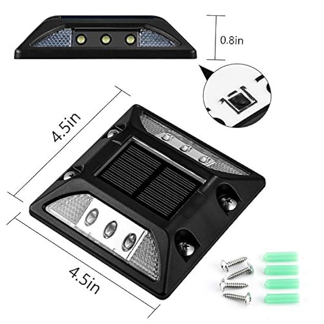Solar Deck Lights, Driveway Outdoor LED Lights,Solar Powered Waterproof Road Markers for Step, Sidewalk,Stair, Garden Ground,Pathway Yard(6PACK)