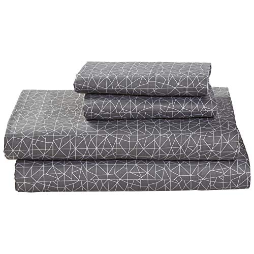 Rivet Spectrum 100% Sateen Cotton Bed Sheet Set, Easy Care, California King, Pewter
