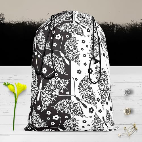Image of ArtzFolio Butterflies & Flowers | Reusable Sack Bag | Bag for Gym, Storage, Vegetable & Travel