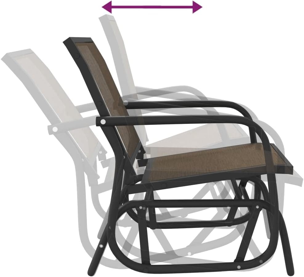 vidaXL Garden Glider Chair Brown 24"x29.9"x34.3" Textilene&Steel