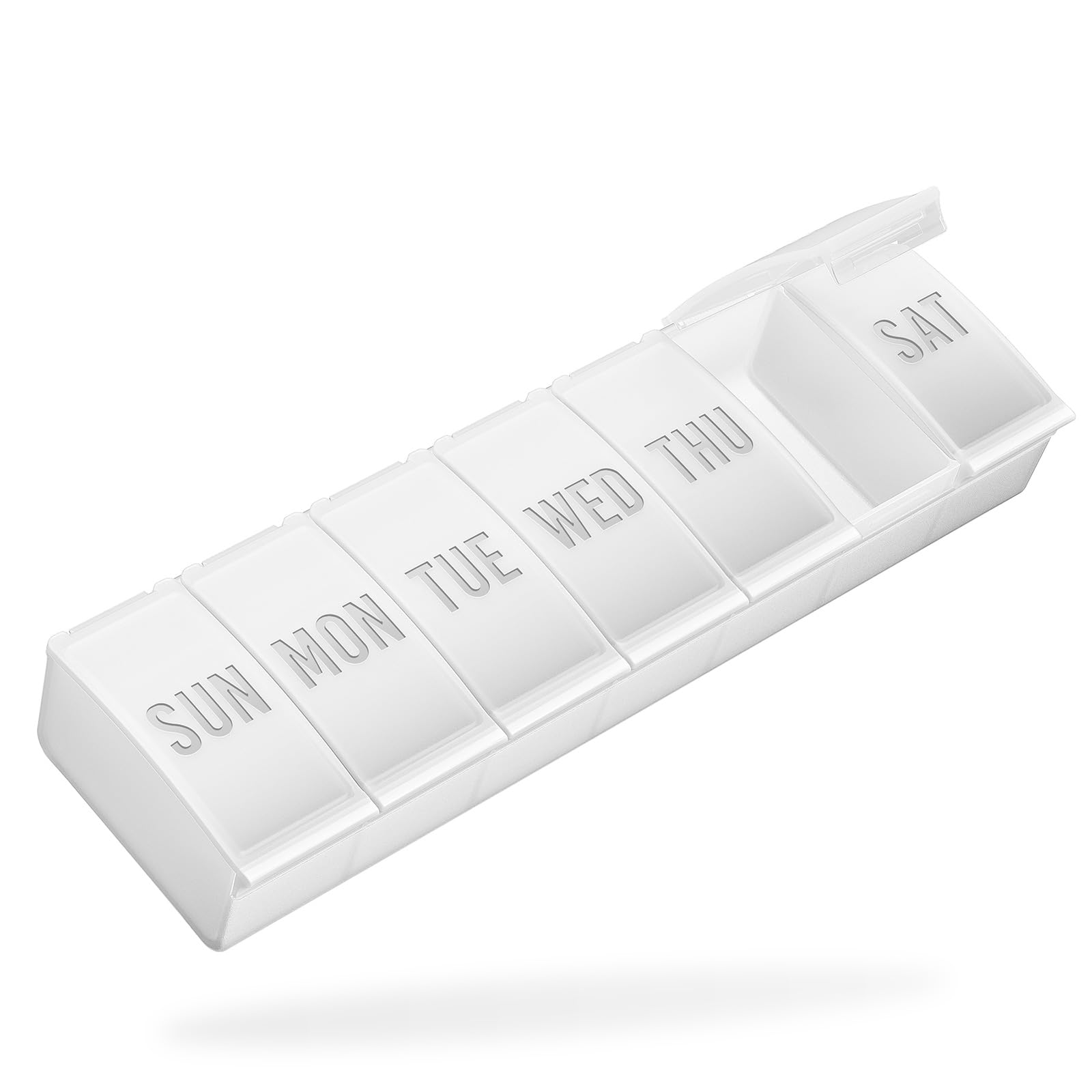 Barhon Pill Organizer Large, Weekly Medicine Pill Organizers, 7 Day Pills Box Case Travel for Big Vitamin Supplements Fish Oil, White