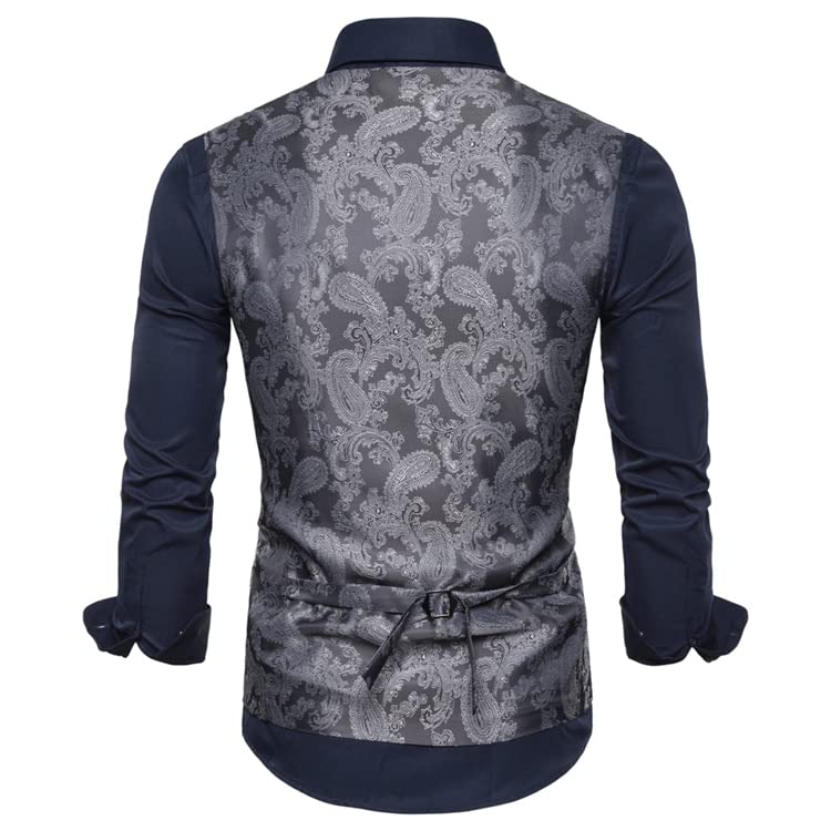 Herren Anzug Weste Schalkragen - Patchwork Floral Design Slim Fit