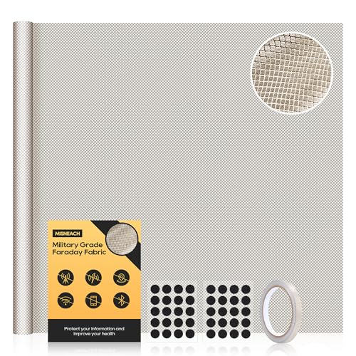 Misneach 20240620 Mesneach Faraday Fabric 118 Inch X 43'' Military Grade Signal Blocking Cloth, Conductive Material Shields Cover For Cell, Rfid cover