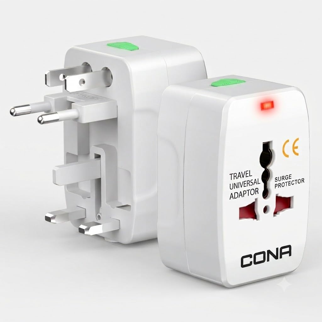 cona polo universal travel adapter with 6a ac socket output,universal ac socket, all in one international travel fast charging adapter,suitable for 180+ countries us,uk,eu,aus,etc