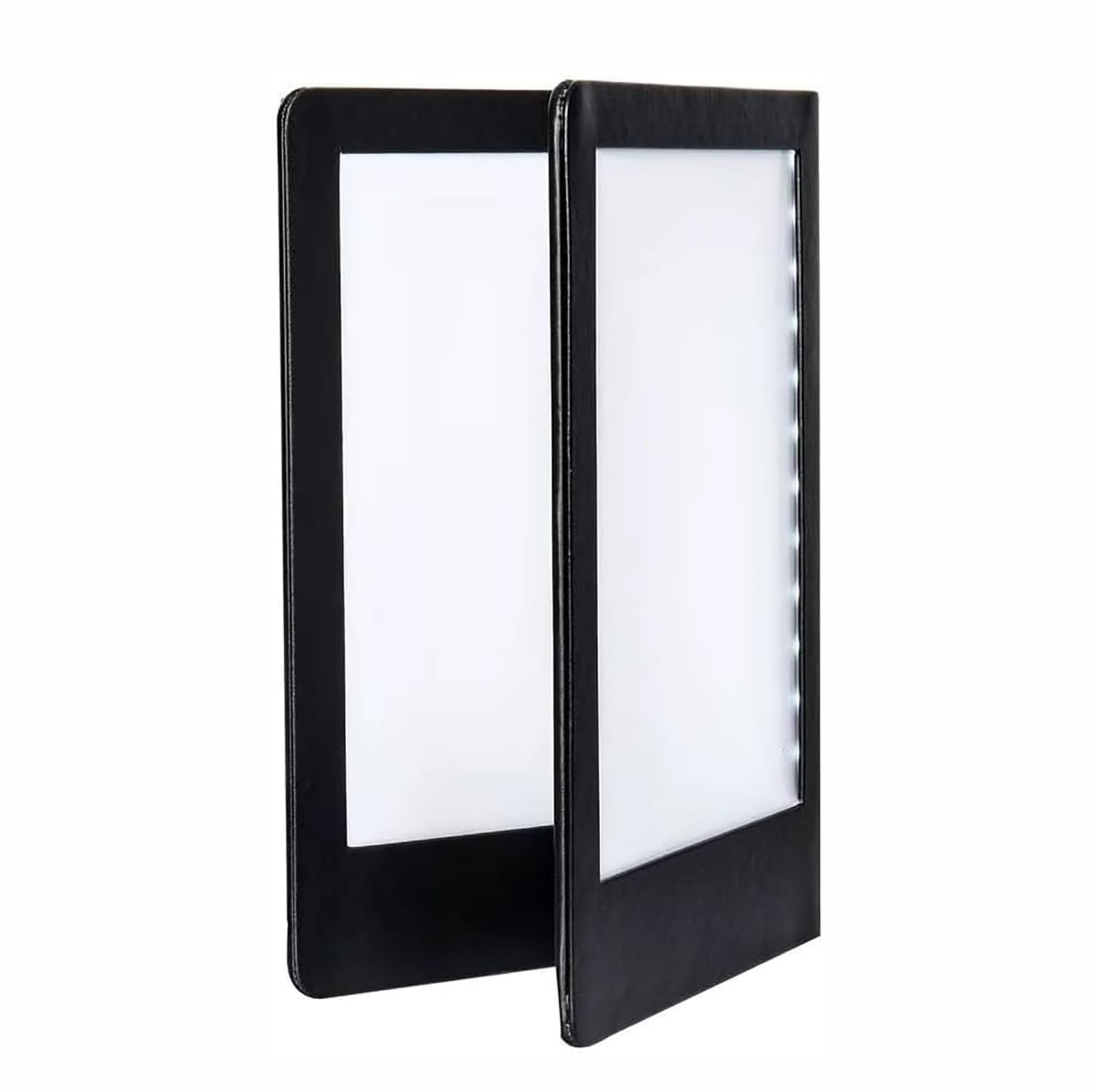 Cubiertas de menú iluminadas con LED, soporte de menú retroiluminado de visión clara con piel sintética, pantalla de menú comercial para restaurantes (panel doble)