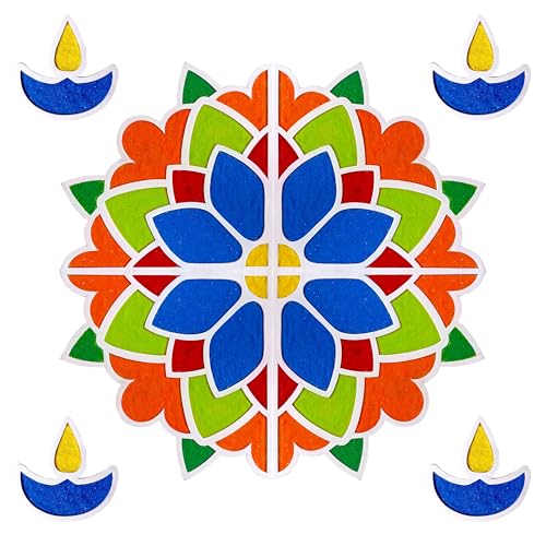 SOLOBOLO DIY Rangoli Mats for Pooja Decoration, 4 Pieces MDF 18 I...