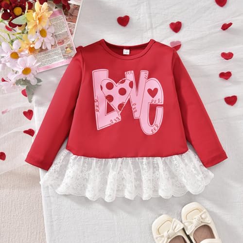 Image of HIHA Toddler Little Girls St.Patrick's Day Outfit Love Letter Print Dress Tops Pants Set