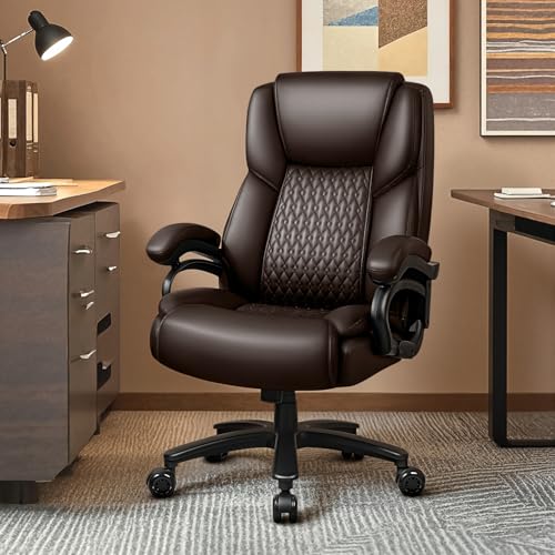 Image of Waleaf 600lbs Big and Tall Office Chair, Heavy Duty Chair for Heavy People, Adjustable Ergonomic Lumbar Support Executive Chair, Large High Back and Quiet Rubber Wheels
