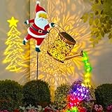 AIDODIA Christmas Decorations Outdoor - Solar Giesskanne Garten Mit Lichterkette Und Weihnachtsmann-StäNder |Wasserdichte Led Giesskanne Garten Solar- Gartendeko FüR Wege, Hof Und Terrasse