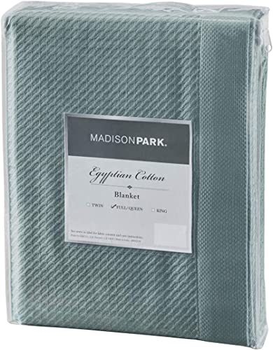 Image of Madison Park 100% Egyptian Cotton King Size Bed Blanket for Summer Teal | Cozy Soft Breathable Durable, Waffle Weave Woven Casual, Lightweight Knit All Season Throw for Bed Couch or Sofa, OEKO TEX