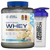 Applied Nutrition Critical Whey Protein Powder 2kg + Plastic Shaker - High Protein Powder, Muscle Building Supplement with BCAAs & Glutamine (2kg - 61 Servings) (Vanilla Ice Cream)