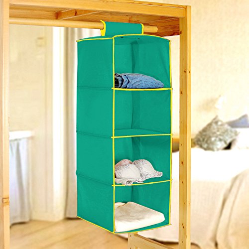 PINDIA Fancy & Foldable 4 Layer Aqua with Yellow Border Hanging Storage Wardrobe ALMIRAH (B01H8RHRQW) Amazon Price History, Amazon Price Tracker