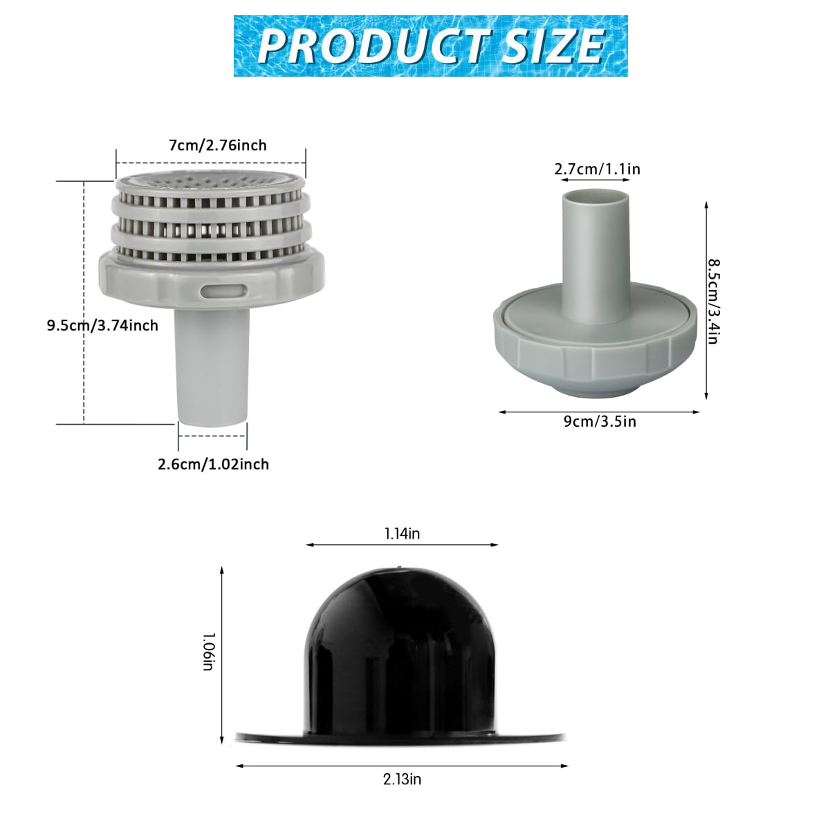 Pool Filter Anschluss Set für Intex Pool Einlass und Auslass, Pool Zubehör Ø 32 mm Schlauchanschluss Pool Ersatzteil mit Innengewinde zum Verschrauben, Wasserzirkulation im Pool zu verbessern (A)