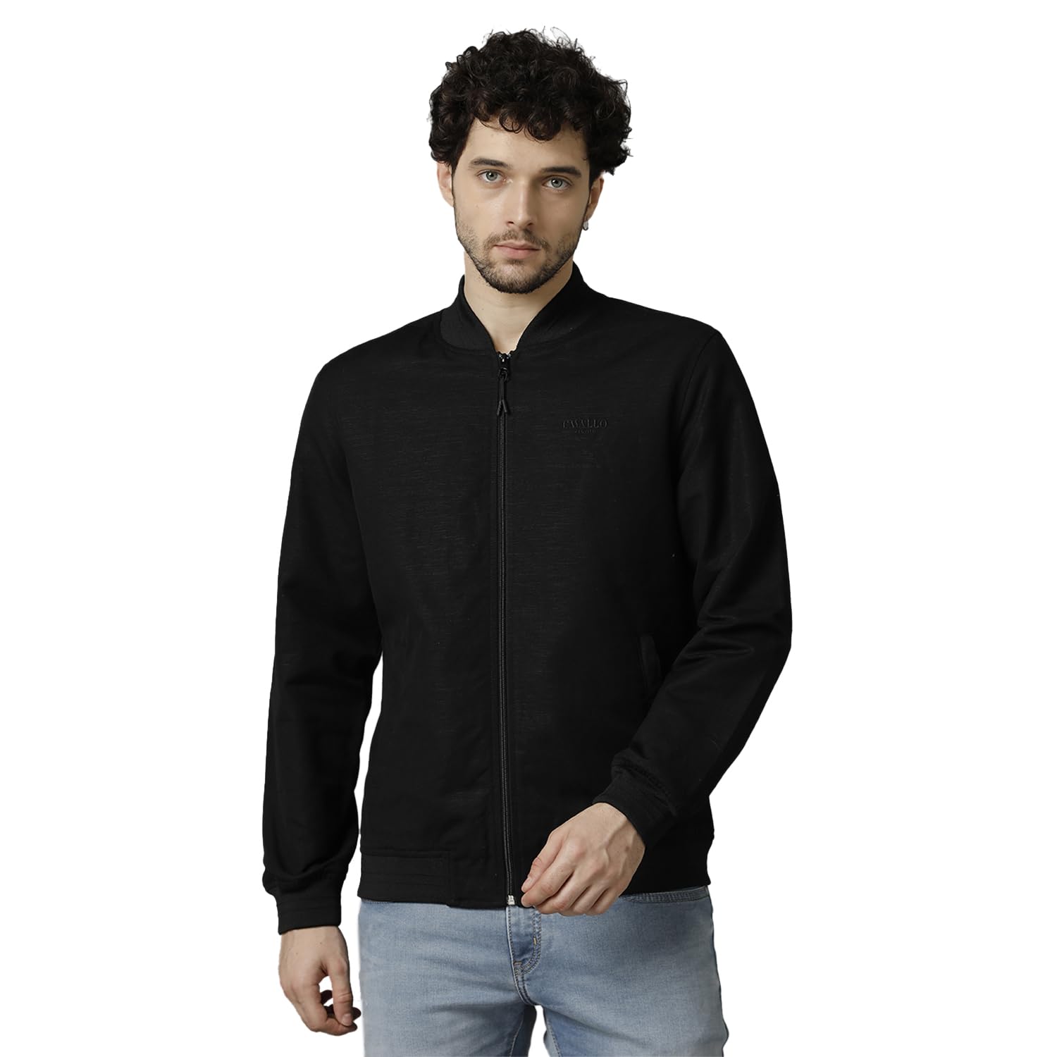 Cavallo by Linen ClubCavallo Linen Club Black Solid Full Sleeve Linen Jacket for Men