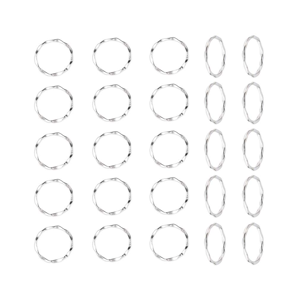 50pcs Alloy Linking Rings Tibetan Style Metal Circles Charms Links Antique Silver Jewelry Connectors for Necklaces Bracelets Jewelry Making
