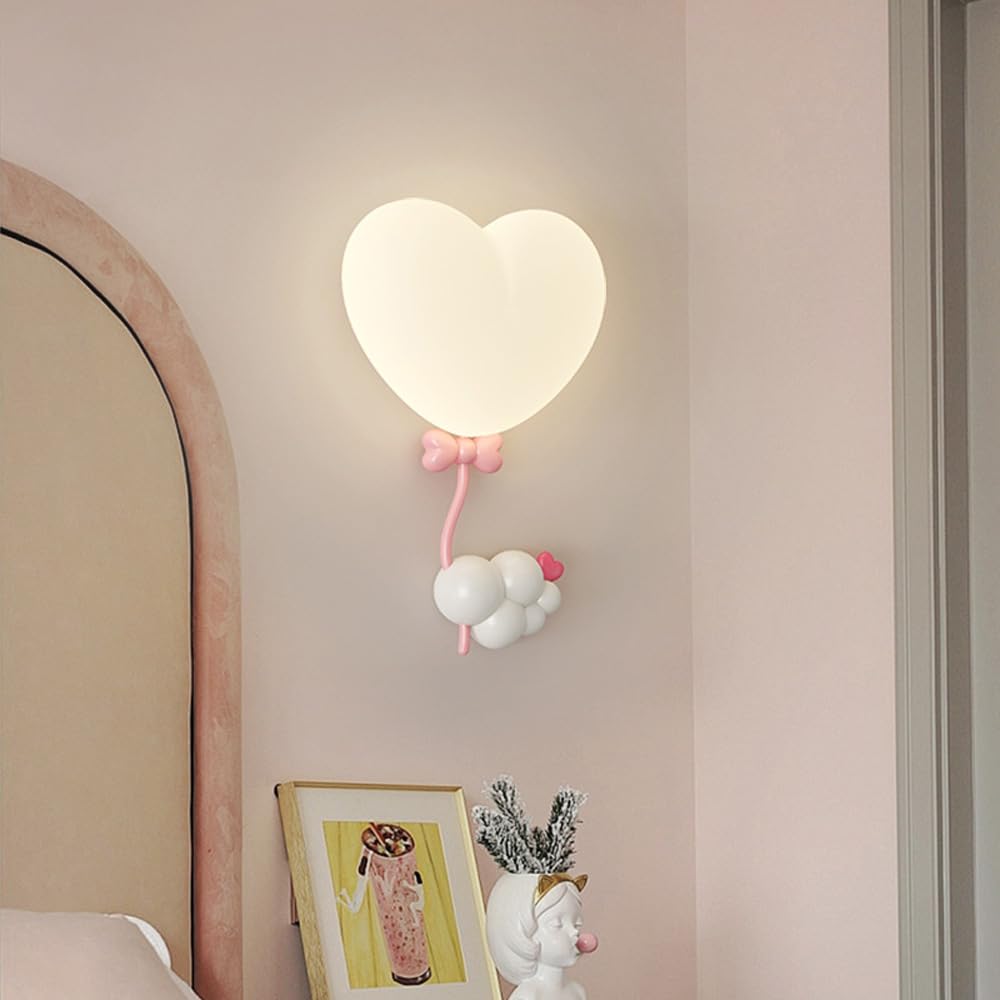 Kinkiety Led W Kolorze Mleczno-Białym Do Pokoju Dziewczęcego, Uroczy Kinkiet W Stylu Nordyckim Z Koroną I Serduszkami, Ściemnialna Różowa Lampka Nocna, Dziecięca Lampka Ścienna Do Łóżka, Na
