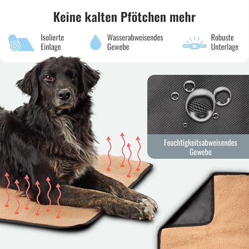achilles Reisedecke für Hunde, Hundedecke mit weichem Lammfell-Imitat, Hundematte für Reise, Faltbare Liegedecke für unterwegs, Hundebett mit Tasche, waschbar, Schwarz, 100x70cm