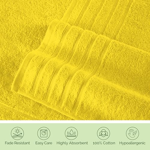 Image of Elegant Comfort 100% Turkish Cotton 4 Lines Viscose Stripe Jumbo Bath Towel - Hotel Spa Quality Extra Large 35 x 70 Inch Bath Towel Ultra Soft, Super Absorbent Quick Dry Large Bath Towel, Yellow