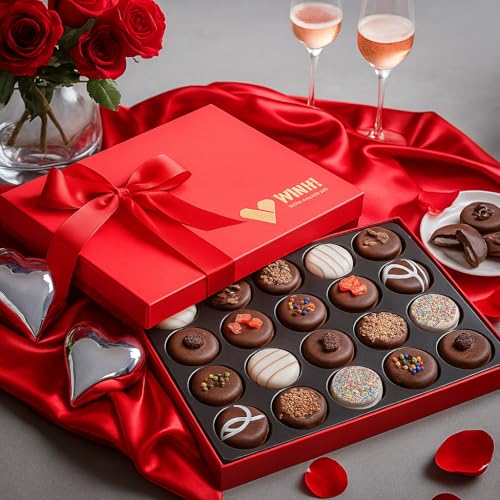 Image of WINNI - Delightful Rich Chocolate Cookies 24 Pcs Gift Pack | Handmade Eggless Chocolate Gift Box For Birthday, Anniversary, Wedding, Valentine's Day, Couple, Partner, Girls, Boys, Student, Girlfriend, Boyfriend | Dark Chocolate Pack | Imported Choco Cookies | Chocolate Bouquet & Hamper | Ideal Return Gift