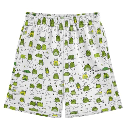 panksolu Cute Frogs Boys' Shorts Summer Cotton Adjust Pocket Boys Shorts Size 8 Years Multicolor