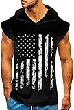 uideazone Patriotic Shirt for Men American Flag Hooded Tank Tops Sleeveless Gym Workout Muscle Shirts Black