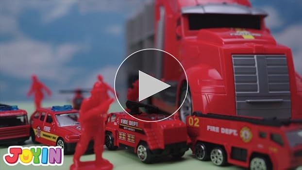 JOYIN 25 in 1 Die-cast Fire Truck Vehicle Toy Set with Sounds and