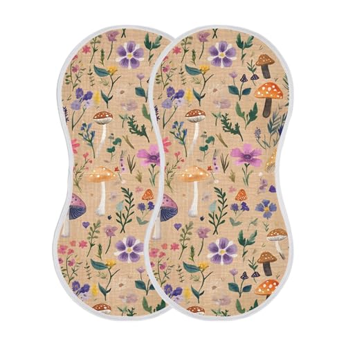 xigua Wildflowers Muslin Baby Burp Cloths Set of 4, Super Soft & Absorbent Burping Rags, Cotton Burp Clothes Shower Gift for Newborn, Baby Girls and Boys2