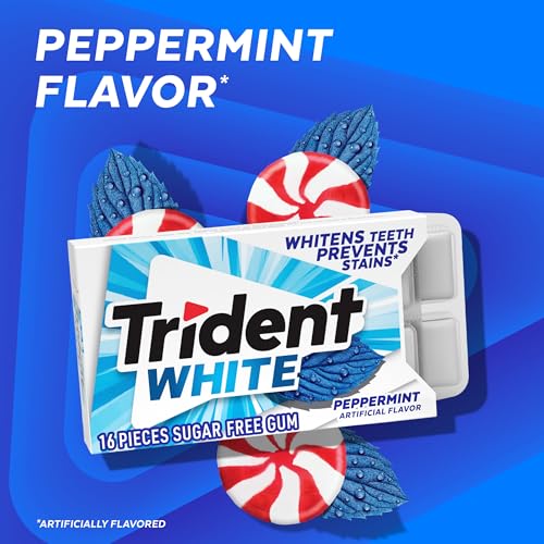 Image of Trident White Peppermint Sugar-Free Chewing Gum, 9 Packs of 16 Pieces