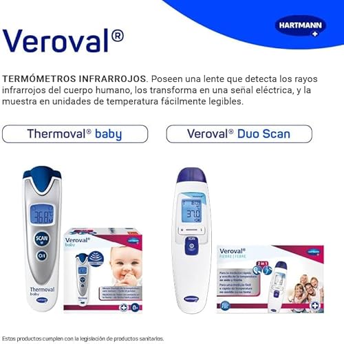 VEROVAL Duo Scan, Termómetro Infrarrojos 2 en 1, Termómetro Digital para Bebés, Ideal para Medir la Fiebre en Casa, Medición Rápida y Precisa de la Temperatura Corporal, sin Contacto, Color Blanco - imagen 5