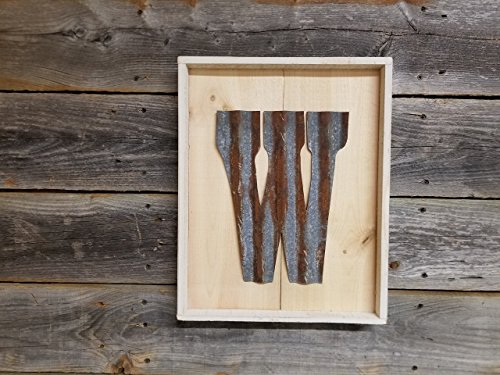 Rusty Tin Letter on Rustic Wood Frame