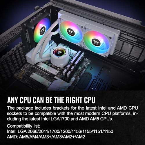 Image of Thermaltake TH280 V2 Ultra ARGB Sync /AlO Liquid Cooler /ARGB Fan 140 * 2 /PWM 500~1800rpm /Water Block 2.1 inch LCD /White, CL-W406-PL14SW-A