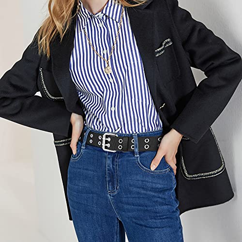 Drizzte Size 39Inch Grommet Belt Double Prong Punk Belts For Women Men #TOP1