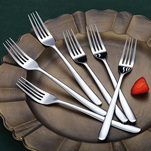 Forchetta da tavola da 6 pezzi, set di posate in acciaio inossidabile Kyraton da 7,9 pollici, set di posate, lavabile in lavastoviglie. (I soldi) - immagine 5