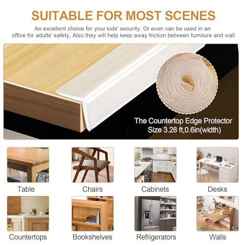 Image of Baby Countertop Edge Protector, Clear Table Corner Guards for Baby Proofing, Pre-Taped Adhesive Soft Bumper for Kids Safety, Silicone Edge Protector fit Wall Furniture Edge Bumper - Food Grade (2Pack)