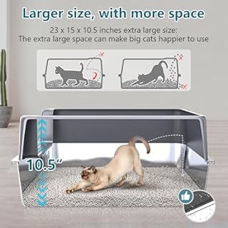 2 Pack XL Stainless Steel Litter Box with 2 Scoop & 2 Mat, Metal Cat Litter Pan, High Sided, Anti-Urine Leakage, Odor-Free & Easy Clean