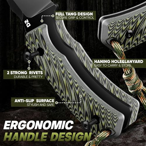 Image of Dream Reach Fixed Blade Knife - D2 Steel Tactical Knife with Ergonomic Full Tang Handle and Adjustable Sheath for Outdoor Camping Survival Gift for Men Women Multi-Color